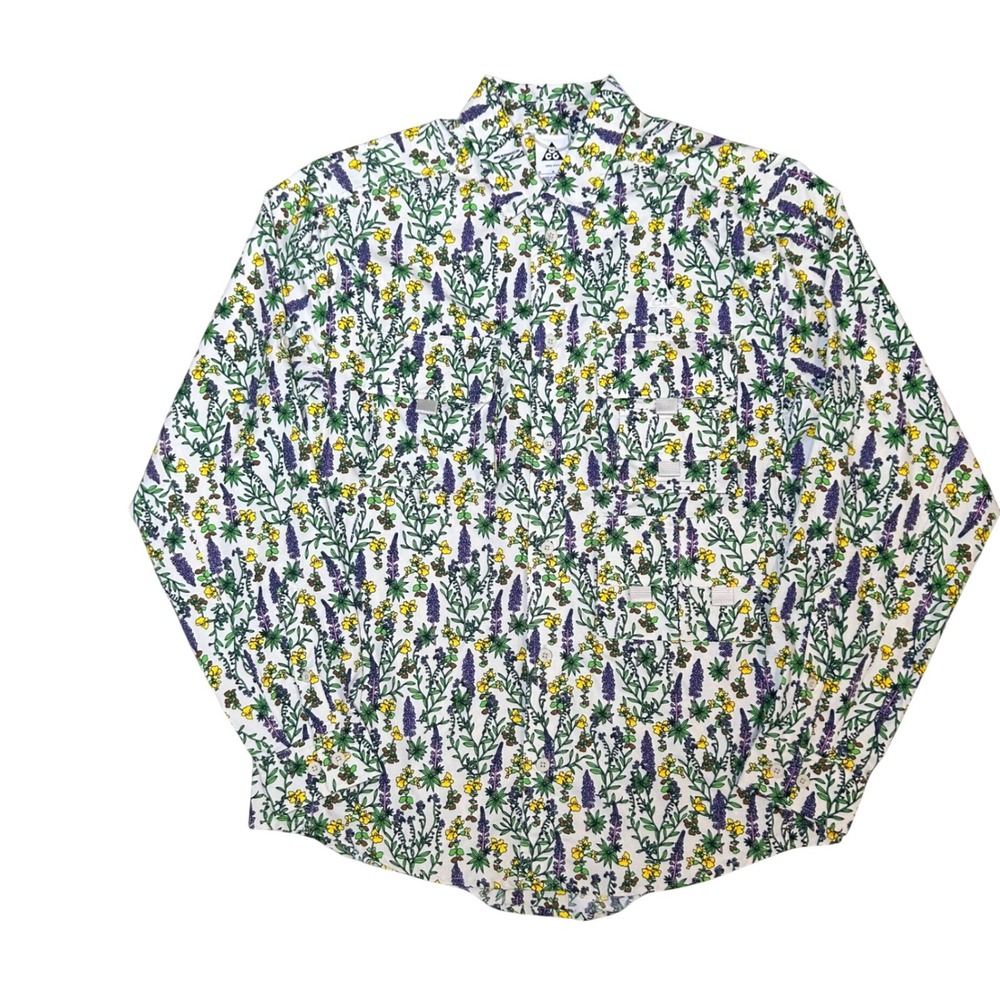 Nike ACG Mens Dri-fit UV Snowgrass floral long sleeve button down utility M